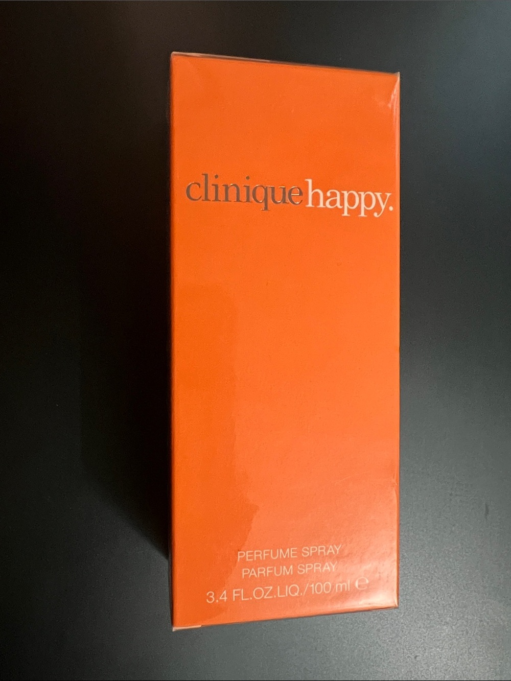 Clinique Happy Fragrance bottle box with 3.4 oz perfume spray